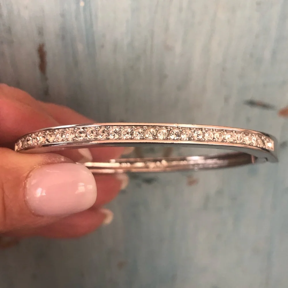 Swarovski sterling silver hinged bracelet loaded with Swarovski crystals - Picture 2 of 10